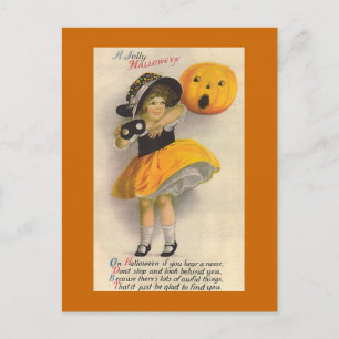 " Jolly Halloween" Vintage Halloween-Karte Postkarte