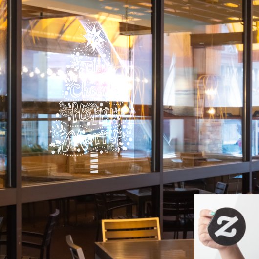 Jolly Happy Cheery Merry Christmas Tree Window Cli Fensteraufkleber (Restaurantfenster)