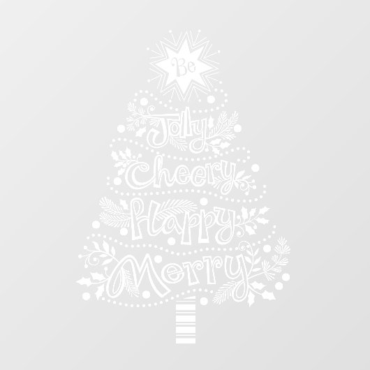 Jolly Happy Cheery Merry Christmas Tree Window Cli Fensteraufkleber (Blatt)