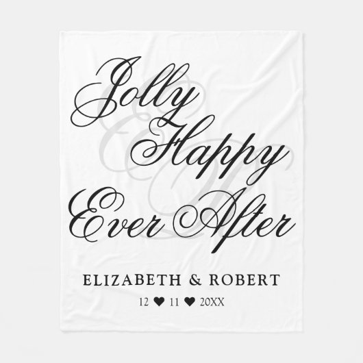 Jolly Happy ever After White Minimalistisch Weddin Fleecedecke (Vorderseite)