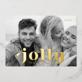 Jolly Happy Holidays Modern Simple Family Foto Folien Feiertagskarte (Vorderseite)