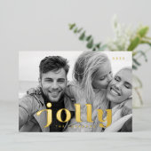 Jolly Happy Holidays Modern Simple Family Foto Folien Feiertagskarte (Stehend vorne)