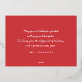 Jolly Happy Holidays Modern Simple Family Foto Folien Feiertagskarte (Rückseite)