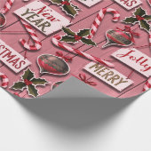 Jolly Holiday Jumble Pink Geschenkpapier (Ecke)