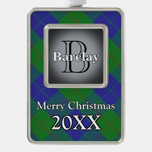 Jolly Holidays Clan Barclay Jagd Tartan Rahmen-Ornament Silber (Vorderseite)