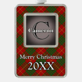 Jolly Holidays Clan Cameron Tartan Rahmen-Ornament Silber (Vorderseite)