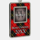 Jolly Holidays Clan Wallace Red and Black Tartan Rahmen-Ornament Silber (Rechts)