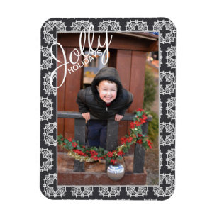 Jolly Holidays Pattern Single Foto Holiday Magnet