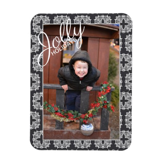 Jolly Holidays Pattern Single Foto Holiday Magnet (Vertikal)