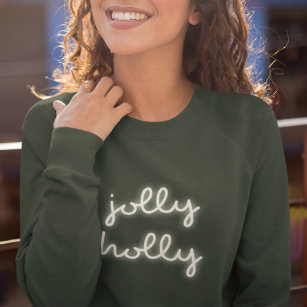 Jolly Holly   Modernes Green Neon Sign Stilvolle L Sweatshirt
