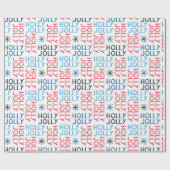 Jolly Holly Typografie Red Blue White Christmas Geschenkpapier (Flach)