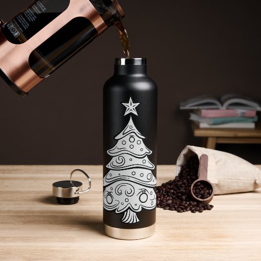 Jolly Hydration: Christbaum-Emblazoned Trinkflasche (Kaffee)
