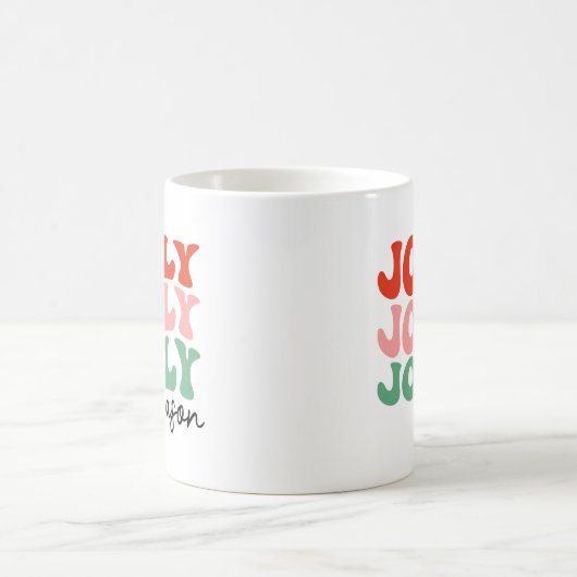 Jolly Jolly Jolly Season Retro Holiday Typografie Kaffeetasse (Mittel)