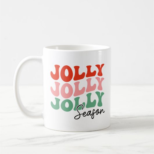 Jolly Jolly Jolly Season Retro Holiday Typografie Kaffeetasse (Links)