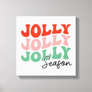 Jolly Jolly Jolly Season Retro Holiday Typografie Leinwanddruck