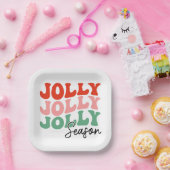 Jolly Jolly Jolly Season Retro Holiday Typografie Pappteller (Party)