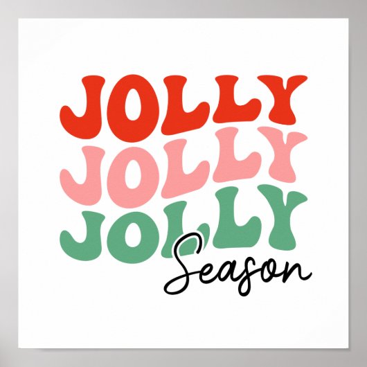 Jolly Jolly Jolly Season Retro Holiday Typografie Poster (Vorne)