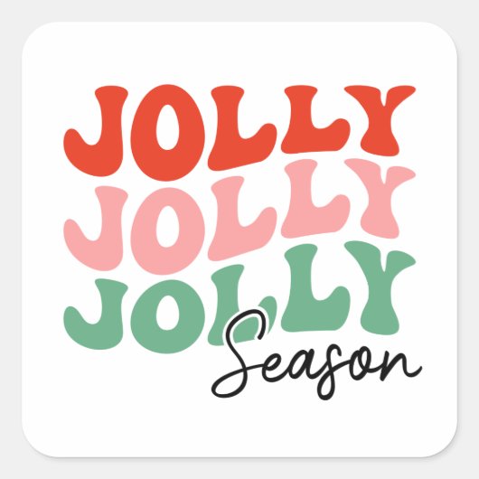 Jolly Jolly Jolly Season Retro Holiday Typografie Quadratischer Aufkleber (Vorderseite)