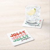 Jolly Jolly Jolly Season Retro Holiday Typografie Rechteckiger Pappuntersetzer (Vor Ort)