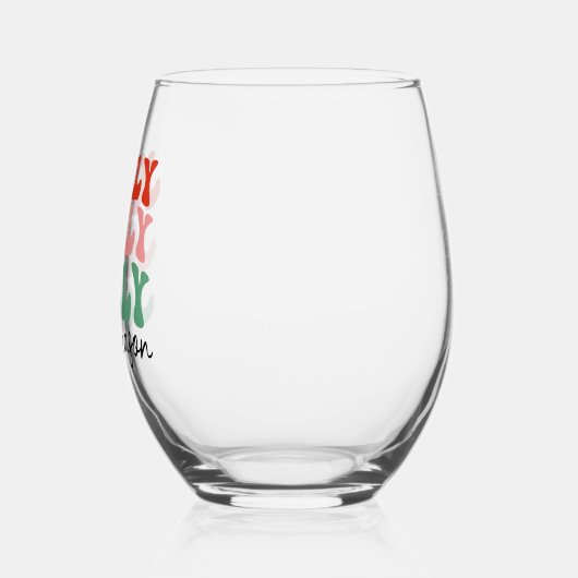 Jolly Jolly Jolly Season Retro Holiday Typografie Weinglas Ohne Stiel (Links)