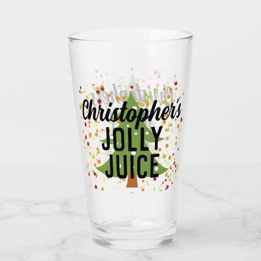 Jolly Juice Funny Individuelle Name Weihnachtsbier Glas (Vorderseite)