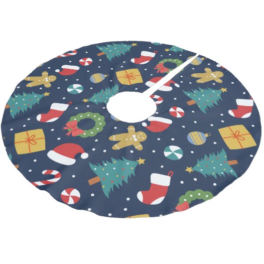 Jolly Jumble Christmas Tree Skirt Polyester Weihnachtsbaumdecke (Schrägansicht)