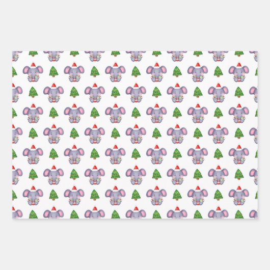 Jolly Jumbos Elephant Weihnachten Geschenkpapier Set (Vorderseite 3)