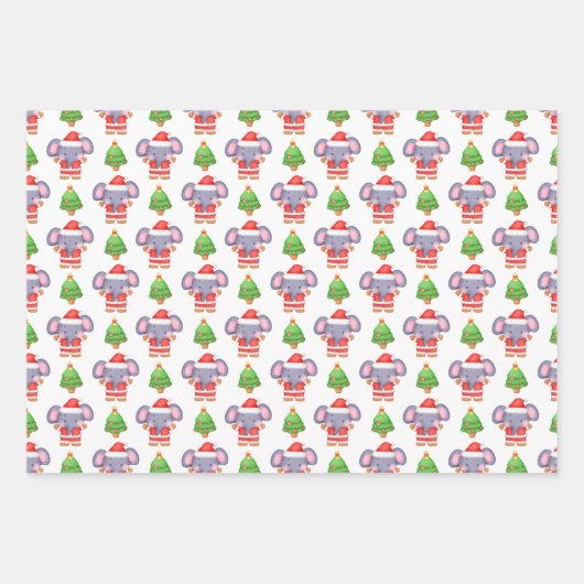 Jolly Jumbos Elephant Weihnachten Geschenkpapier Set (Vorderseite)