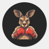 Jolly Kangaroo mit Handschuhen für eine lustige Sc Runder Aufkleber (Vorderseite)