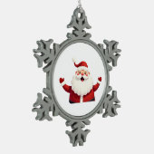 Jolly Kawaii Santa Claus Illustration Schneeflocken Zinn-Ornament (Links)