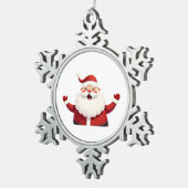 Jolly Kawaii Santa Claus Illustration Schneeflocken Zinn-Ornament (Rechts)