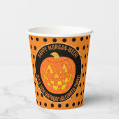 Jolly Kürbislaterne Fun Custom Happy Halloween Pappbecher (Rückseite)