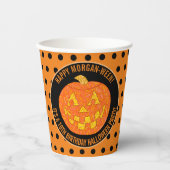 Jolly Kürbislaterne Fun Custom Happy Halloween Pappbecher (Vorderseite)