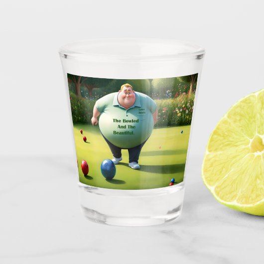 Jolly Lawn Bowler Man, Schnapsglas (Vorderseite)