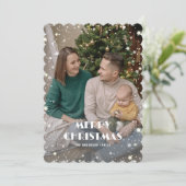 Jolly Lila Kariert Starry Foto Frohe Weihnachten (Stehend Vorderseite)