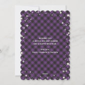 Jolly Lila Kariert Starry Foto Frohe Weihnachten (Rückseite)