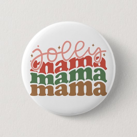 Jolly Mama Retro Groovy Weihnachtsferien Button (Vorderseite)