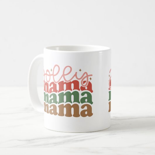 Jolly Mama Retro Groovy Weihnachtsferien Kaffeetasse (Vorderseite Links)