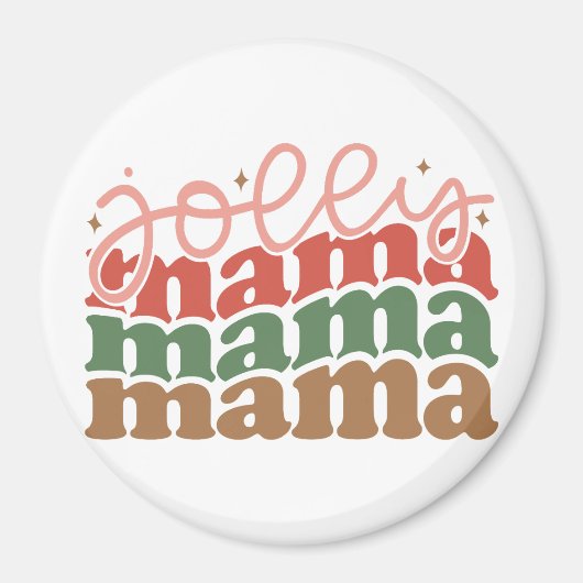 Jolly Mama Retro Groovy Weihnachtsferien Magnet (Vorne)