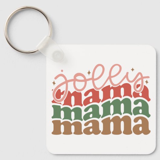 Jolly Mama Retro Groovy Weihnachtsferien Schlüsselanhänger (Vorderseite)