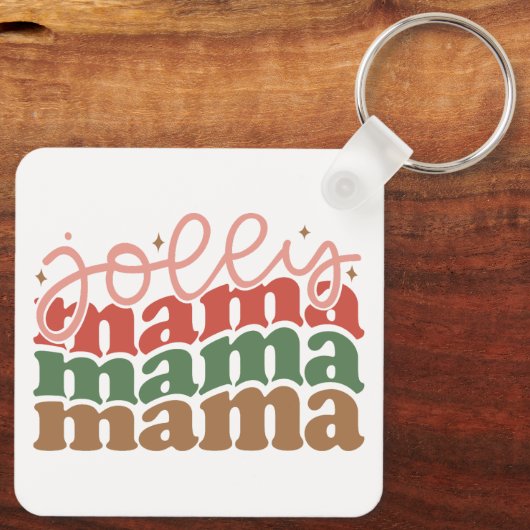 Jolly Mama Retro Groovy Weihnachtsferien Schlüsselanhänger (Rückseite)