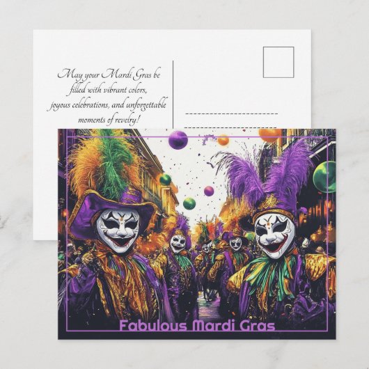 💚 💜 💛 Jolly Mardi Gras Postkarte (Vorne/Hinten)