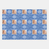 Jolly Merry Snowflake Foto Weihnachtsfeiertag Geschenkpapier Set (Vorderseite 2)