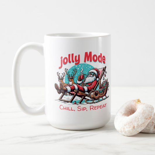 Jolly Mode Santa Chill Sip Repeat  for Coworker Kaffeetasse (Mit Donut)