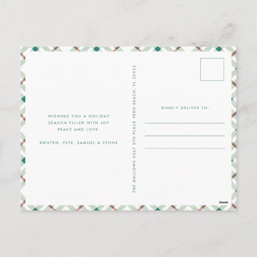 Jolly Modern Aquamarin Family Foto Weihnachten (Rückseite)