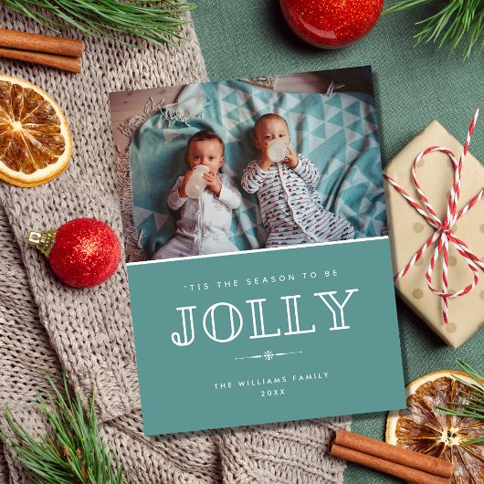 Jolly Modern Aquamarin Family Foto Weihnachten