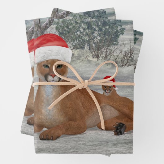 Jolly Mountain Lion mit Cub Geschenkpapier Set (Beispiel)
