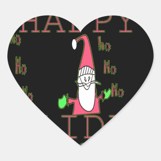 Jolly Mouse Santa: Eine lustige Urlaubserscheinung Herz-Aufkleber (Vorderseite)