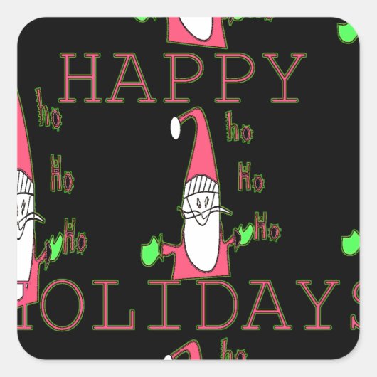 Jolly Mouse Santa: Eine lustige Urlaubserscheinung Quadratischer Aufkleber (Vorderseite)