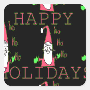 Jolly Mouse Santa: Eine lustige Urlaubserscheinung Quadratischer Aufkleber